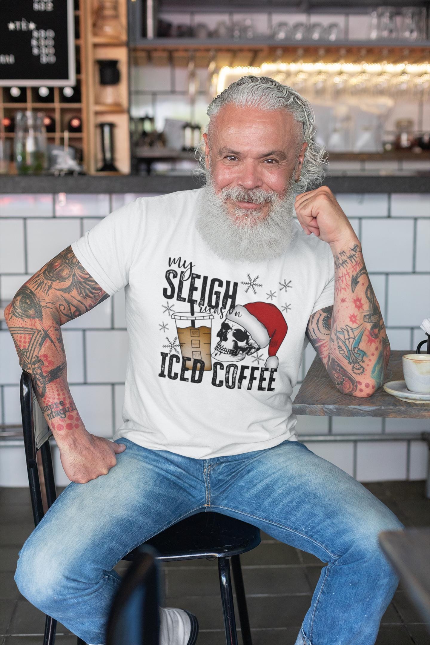 My Sleigh Runs On Iced Coffee - DTF TRANSFER